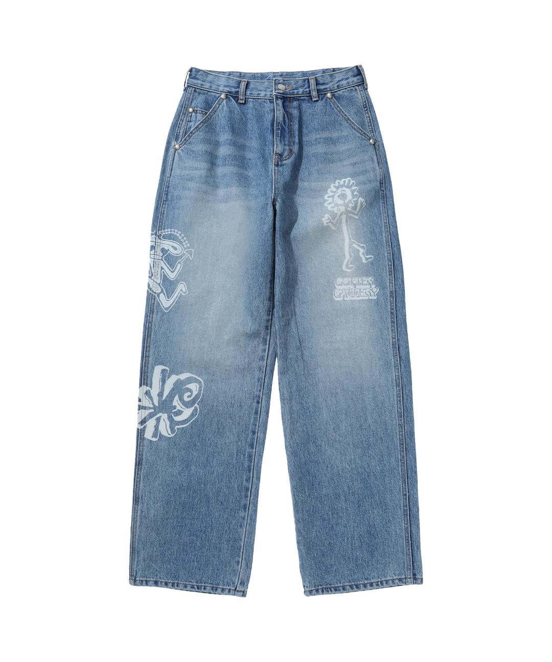 ETHNIC DOODLE DENIM PANTS_SB