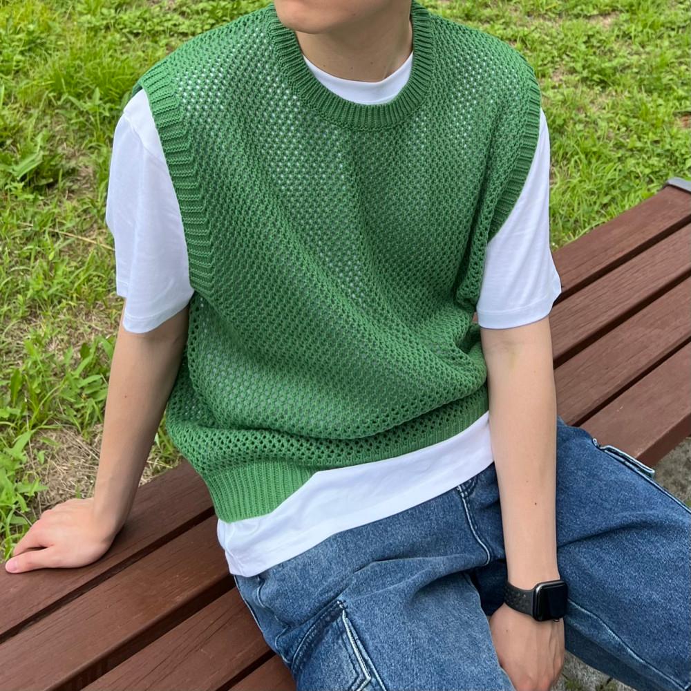 Summer Mesh knit vest - 남자 여자 매쉬 니트 베스트