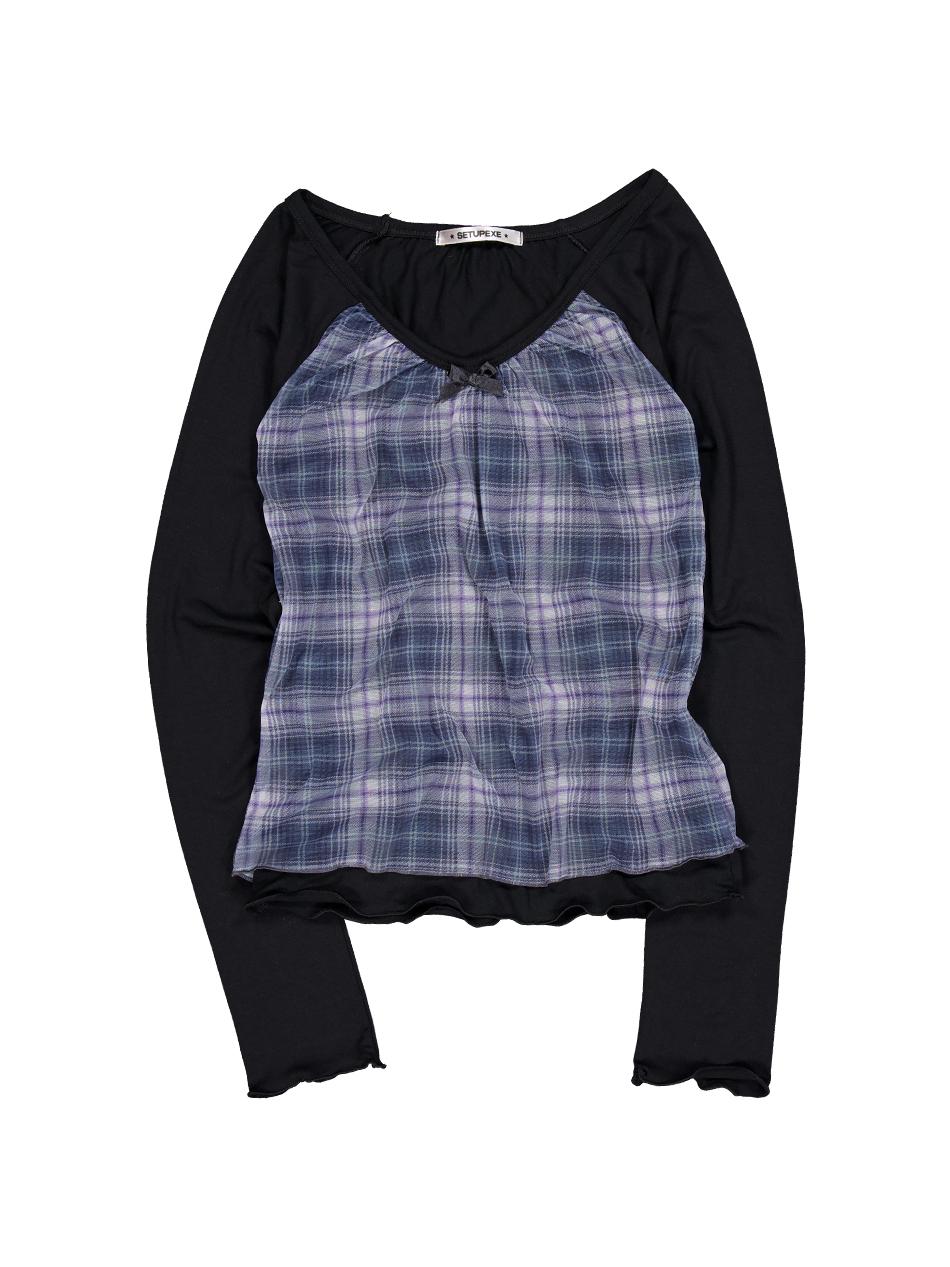 CHECK LAYERED TOP / BLACK