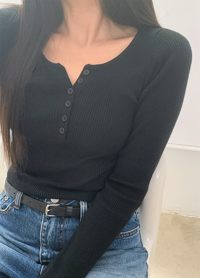 [어텀 얼리버드10%] Rib button knit (3color)