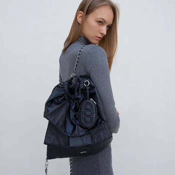 [FRILL] 블랙 듀프스킨 체인 백팩 겸 숄더백 M AABA6E715BK