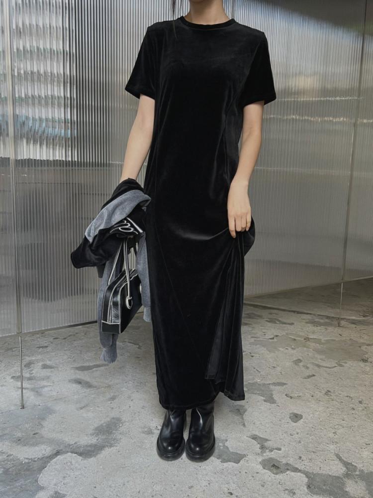 벨로아 트임 롱원피스 (2color) : 메이드걸