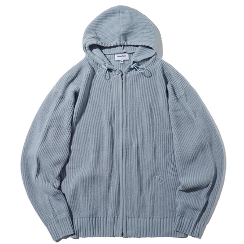 UB Basic Knit Hood Zip-Up_Pale Blue_KN121