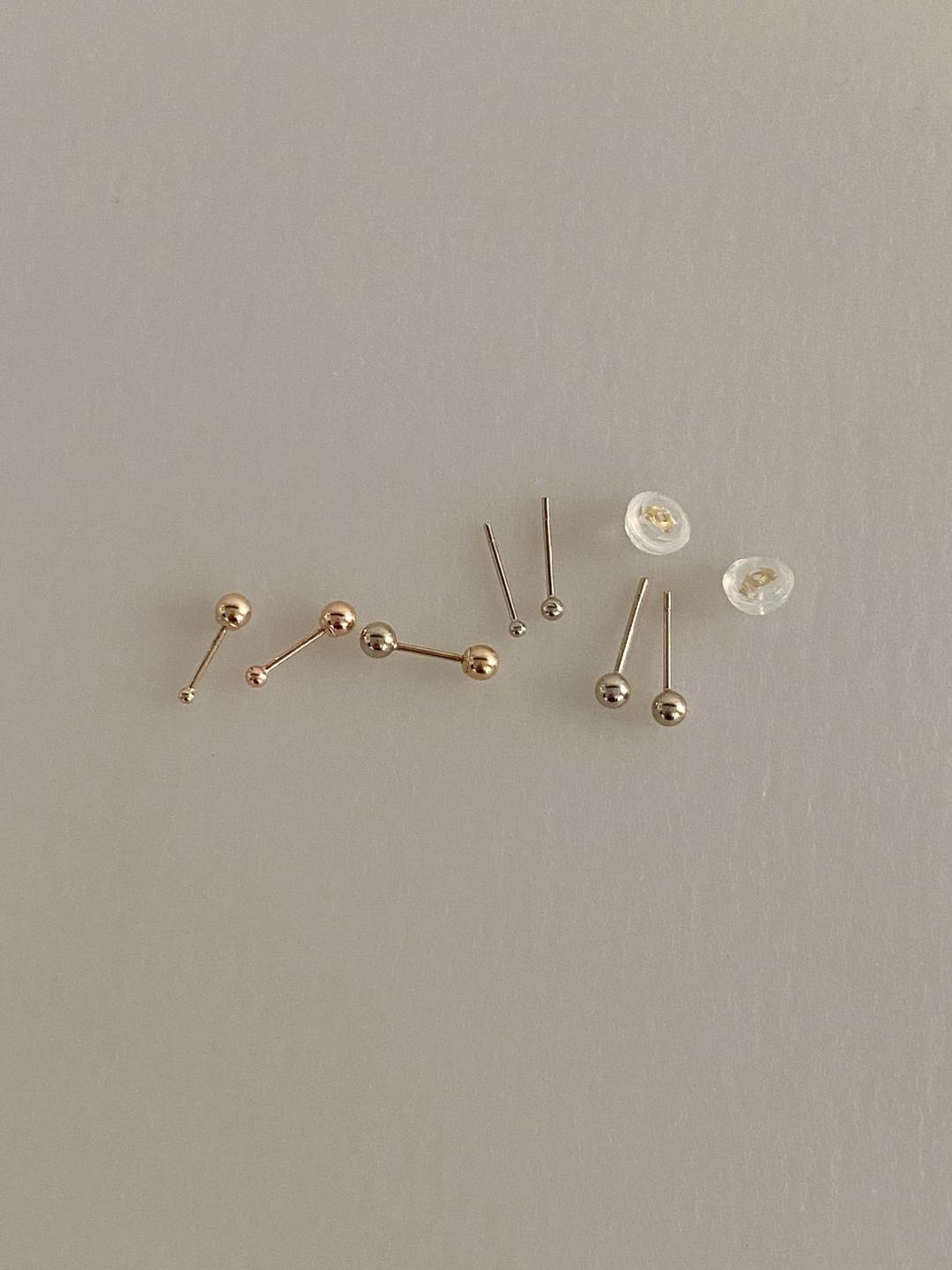 14K 골드 볼 피어싱 귀걸이 초미니 미니 화이트 코찌 (1.5, 2, 3mm)