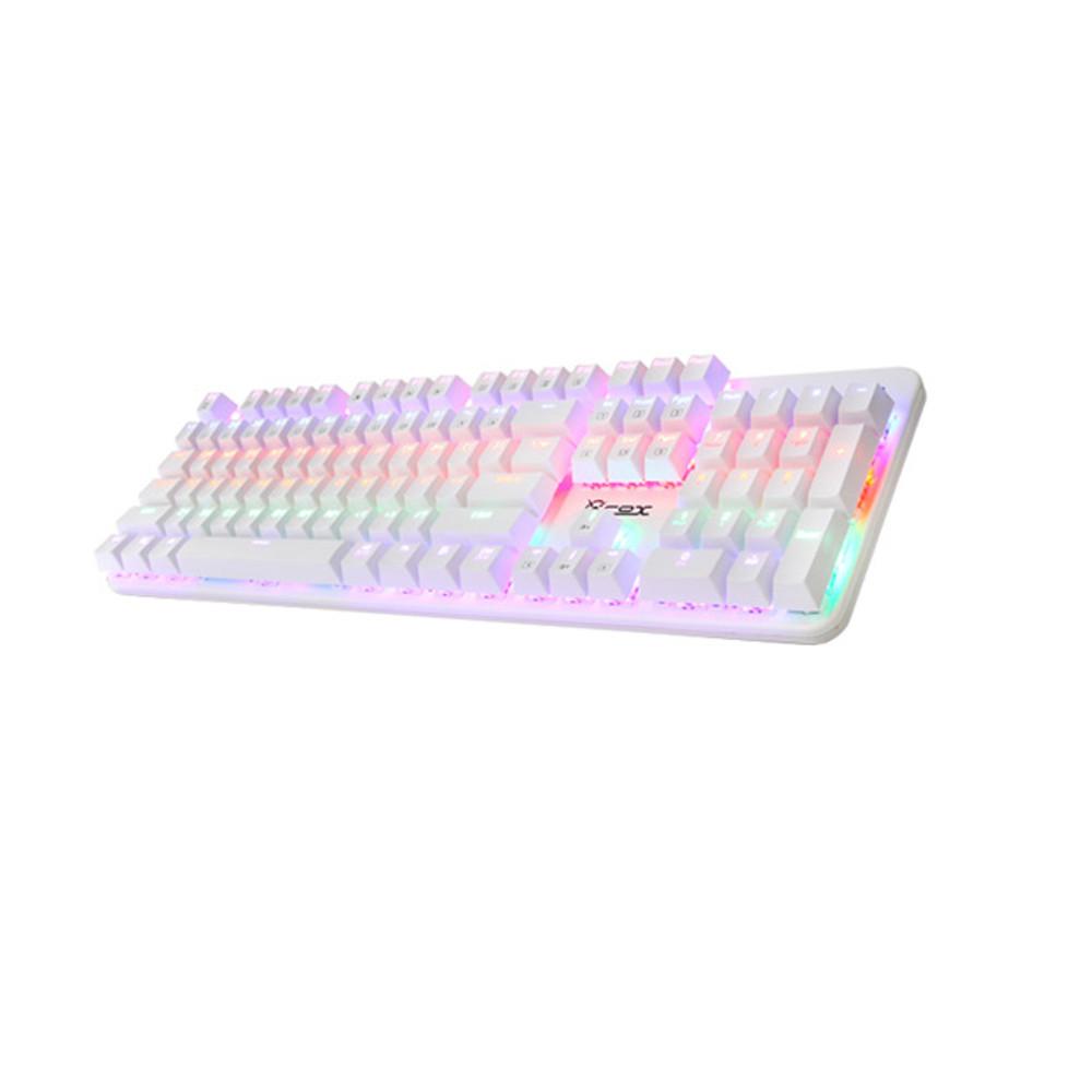 COX CK420 교체축 레인보우 LED 게이밍 기계식 키보드 (화이트, 청축) 콕스