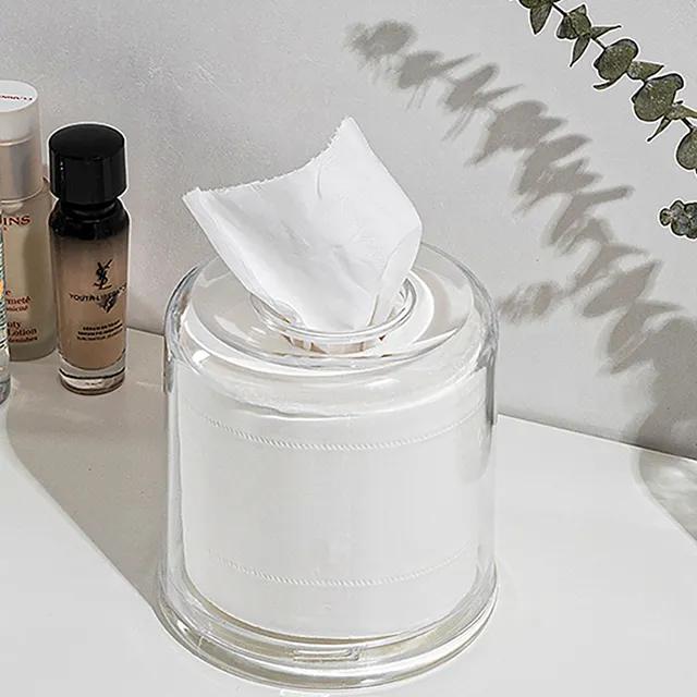 투명 화장지 보관함 두루마리 휴지 티슈 원형 케이스