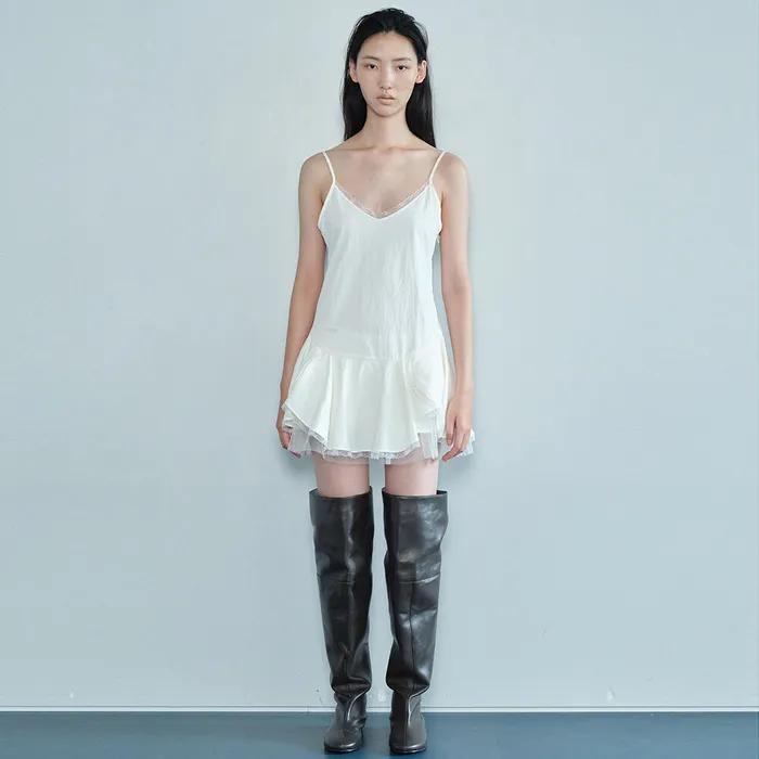 LACE FRILL DRESS / WHITE