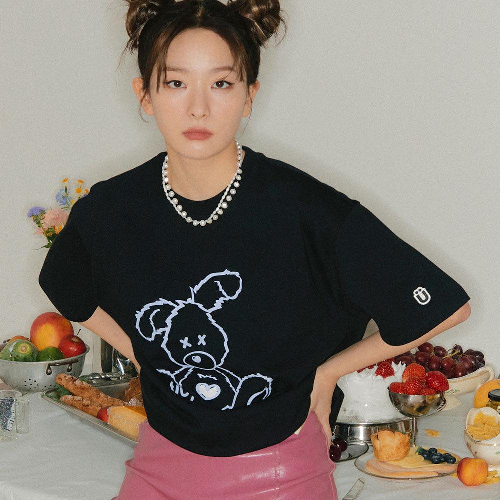 하트 래빗 티셔츠 블랙(IK2CMMT506A)