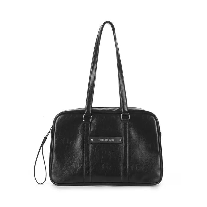 CRYSTAL LEATHER BOSTON BAG_BLACK