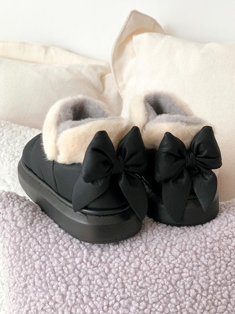 제니 가벼운 EVA 리본 패딩 퍼안감 쿠션 겨울 스니커즈 방한화 3cm