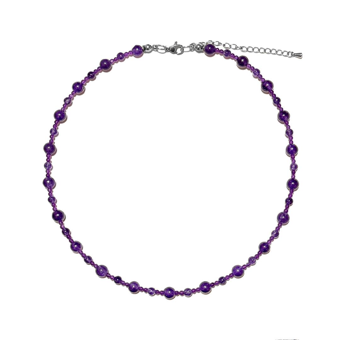 덴시티즈 PURPLE HEARTS NECKLACE 퍼플 하츠 원석 목걸이 MD