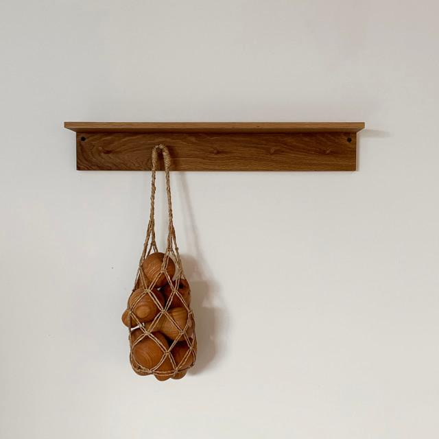 화이트 오크 원목 우드 벽 후크 선반