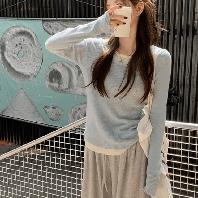 알리 루즈핏 골지 레이어드 니트