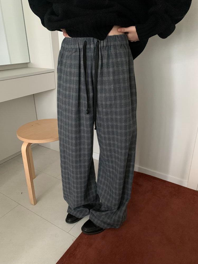 Check banding pants (2c)