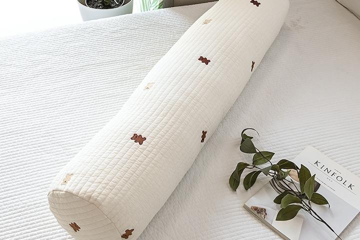 자수 누빔 피그먼트 워싱 곰도리 원형 바디필로우 4size