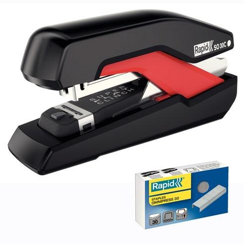 래피드 옴니프레스 완전평면 스테이플러 SO30c + OMNIPRESS 30, Black + Re..., 1세트 - 스테이플러 | 쿠팡