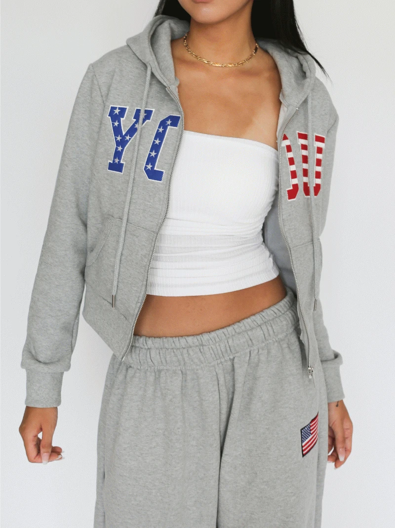 [SET-UP] 스테이트 세미크롭 후드집업 (2 colors)