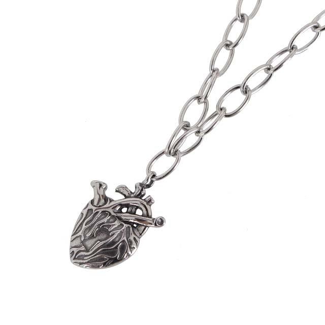 타티아나 (SILVER925)Heart Cubic chips Heart Necklace NZ2031