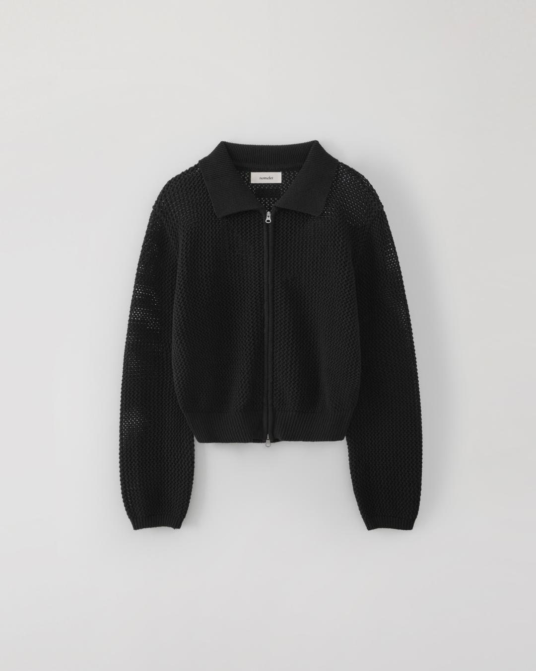Sandy knit zip-up - black