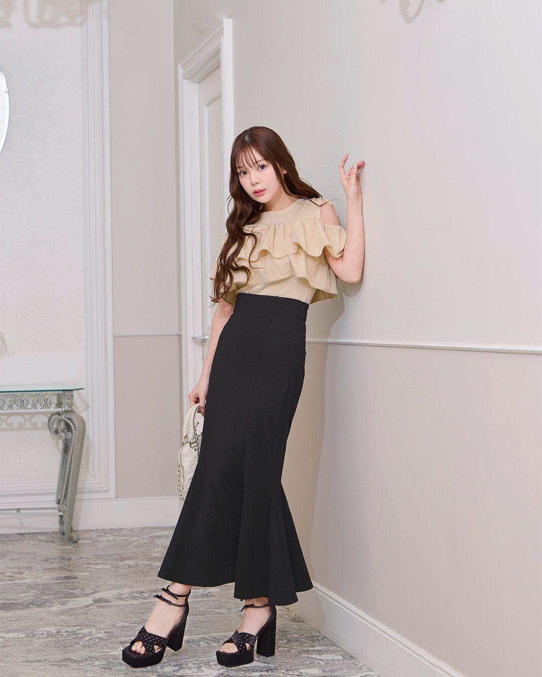 미셀마카롱 大人の美脚スカート ブラック | ファッション通販