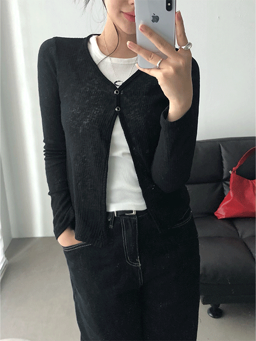 Two button V-neck cardigan, 2color