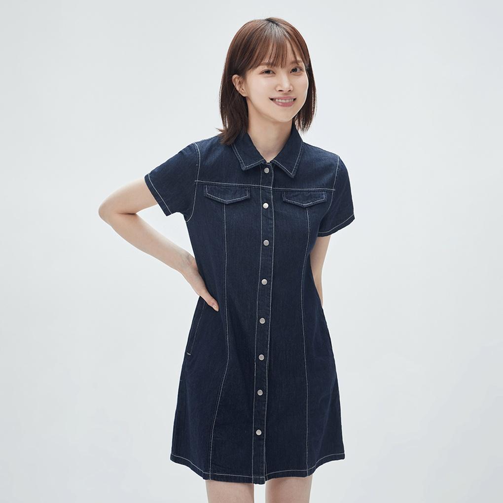 데님 반팔 셔츠 원피스_SPOJF24G01