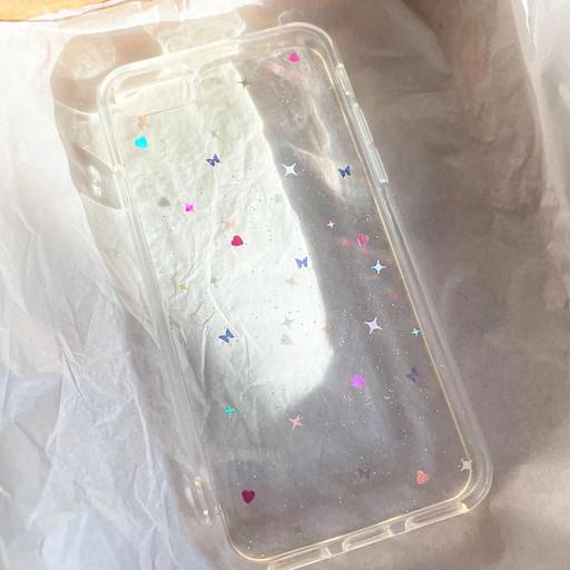 영롱한 스팽글 모음 폰케이스, 로즈골드 하트와 나비💗