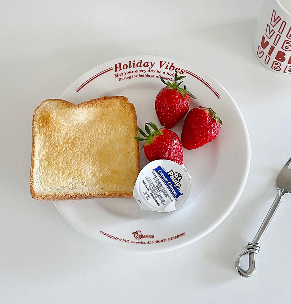 [국산] 홀리데이바이브 홈카페 빈티지 레트로 타원접시 레터링 오발플레이트 원형