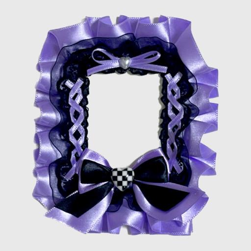 💜키치 퍼플블랙 쿠로미 레이스 리본 포카 탑로더 탑꾸