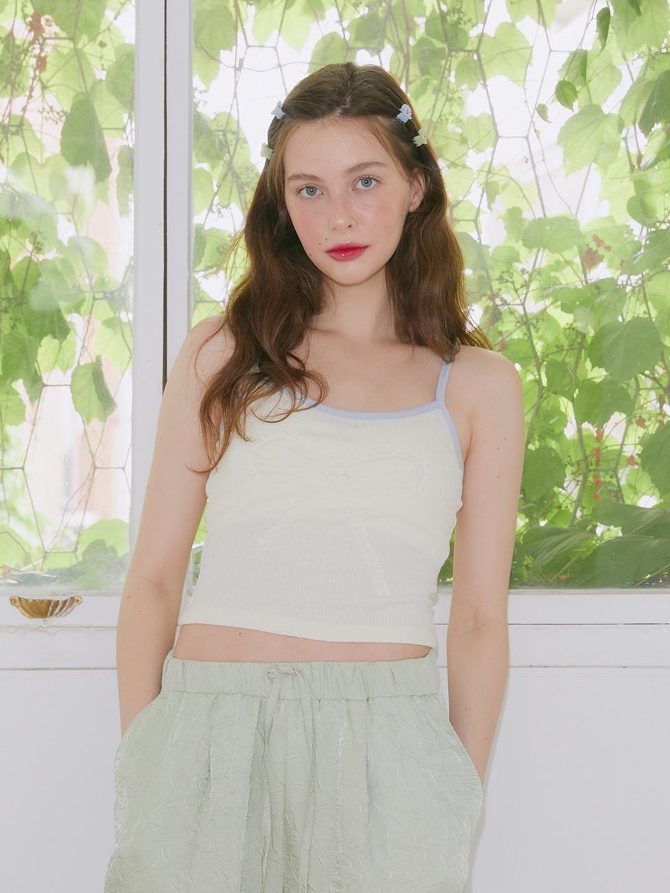 FRILL RIBBON TANK TOP (LIGHT YELLOW)