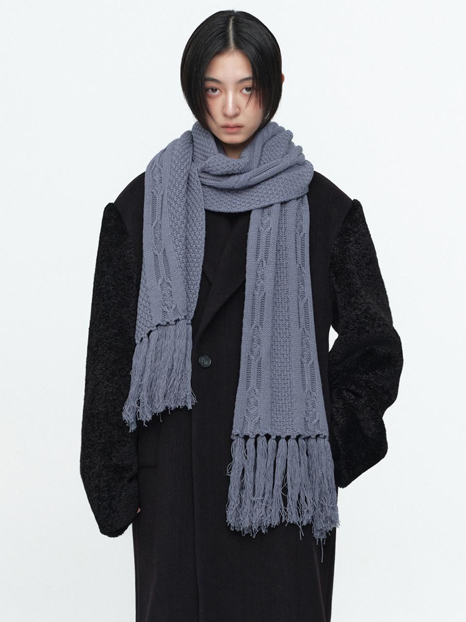 Cable Fringe Muffler [Blue]