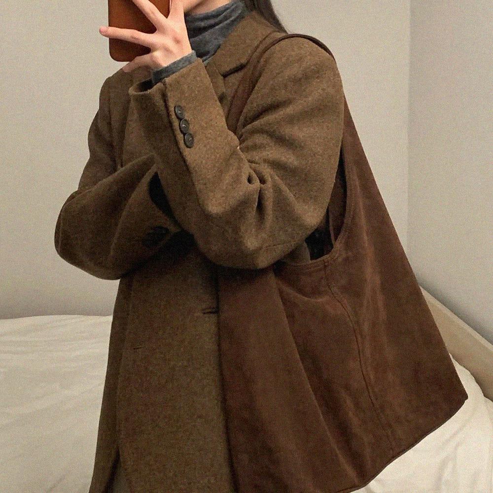 호보 데이 스웨이드 브라운 숄더백 디자이너 가방 여성 빅 데일리백 보부상