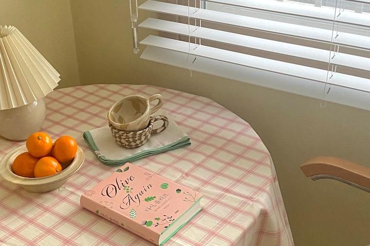 바비 체크 핑크 테이블보 식탁보 집꾸미기