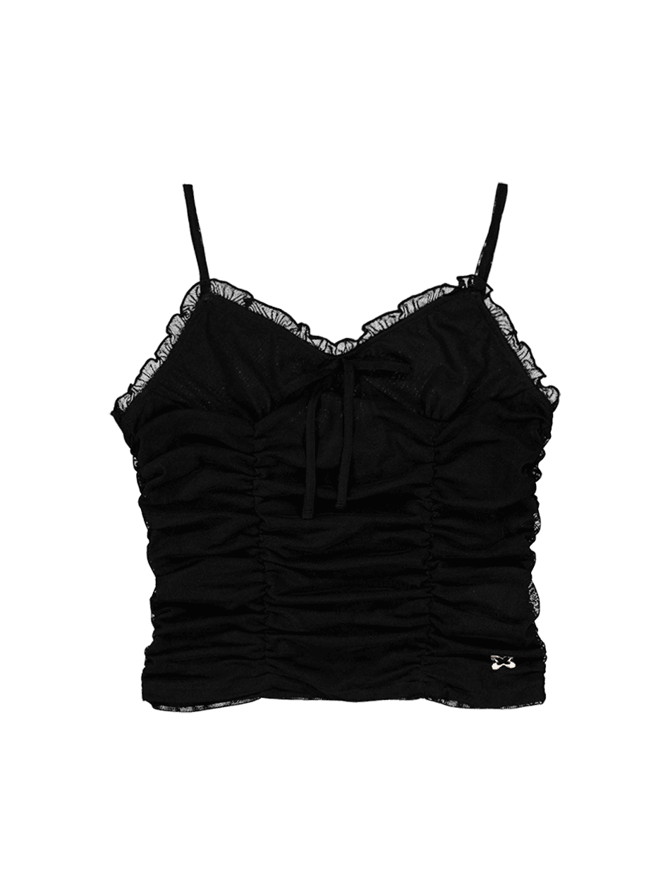 [6/4 발송 2nd Reorder] MESH SHIRRING SL / BLACK