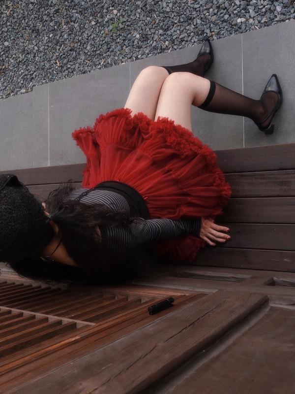♥︎ONLY VIVIC♥︎BURGUNDY FRILL TUTU MINI SKIRT