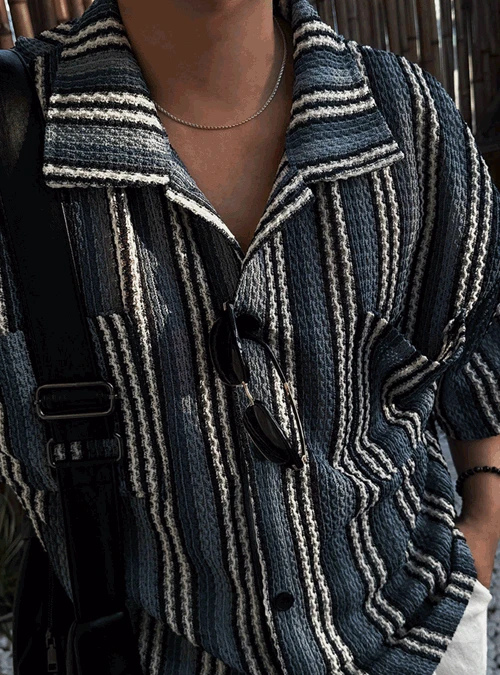 썸머 니팅 스트라이프 셔츠