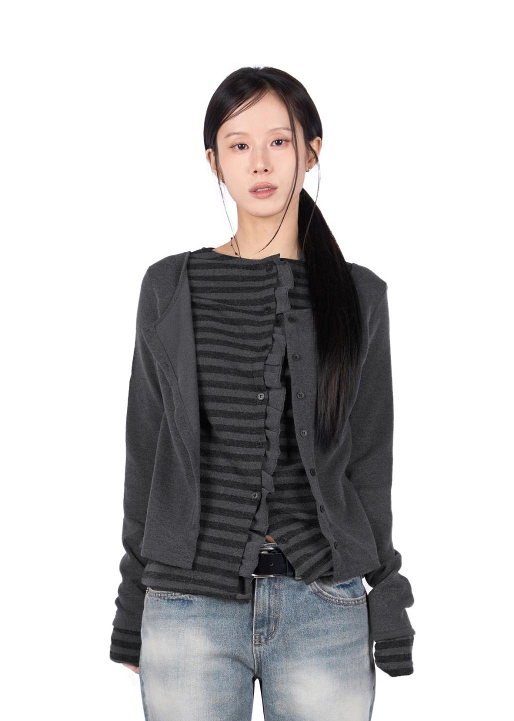 DUO FRILL CARDIGAN