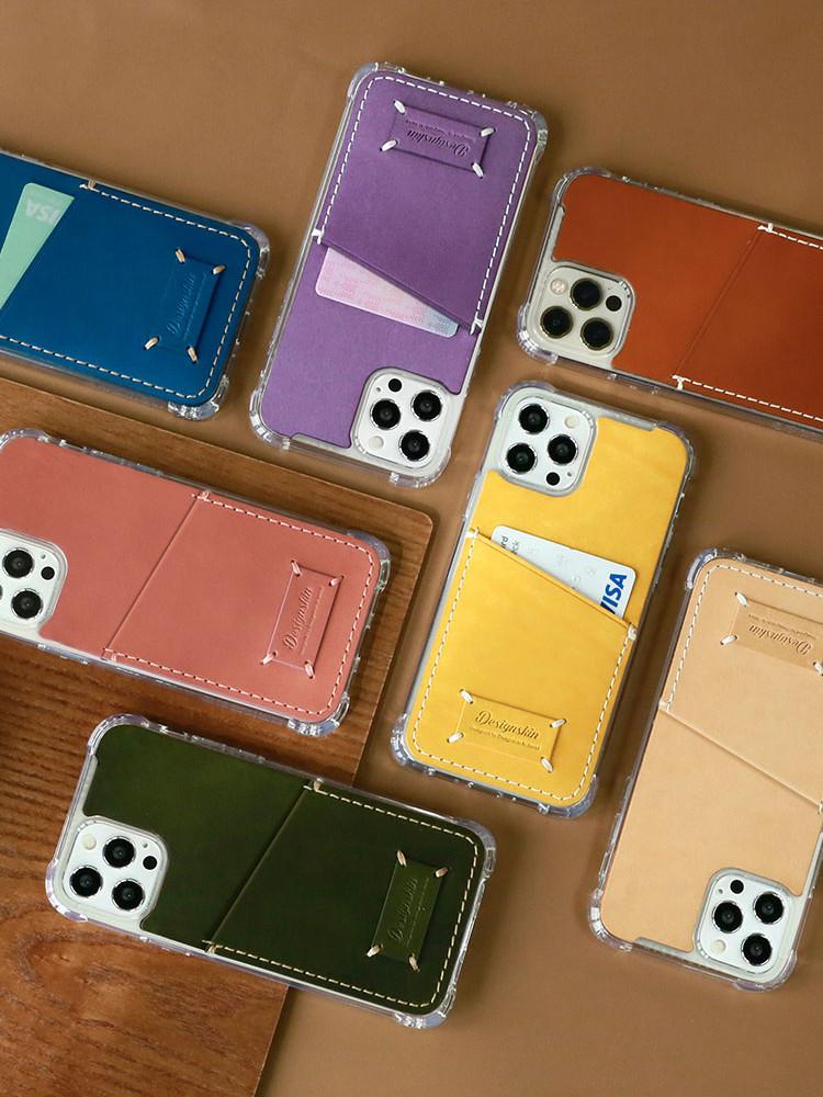 디자인스킨 아이폰 14 피닉스 프로 프리미엄 레더 카드 포켓 케이스 블랙