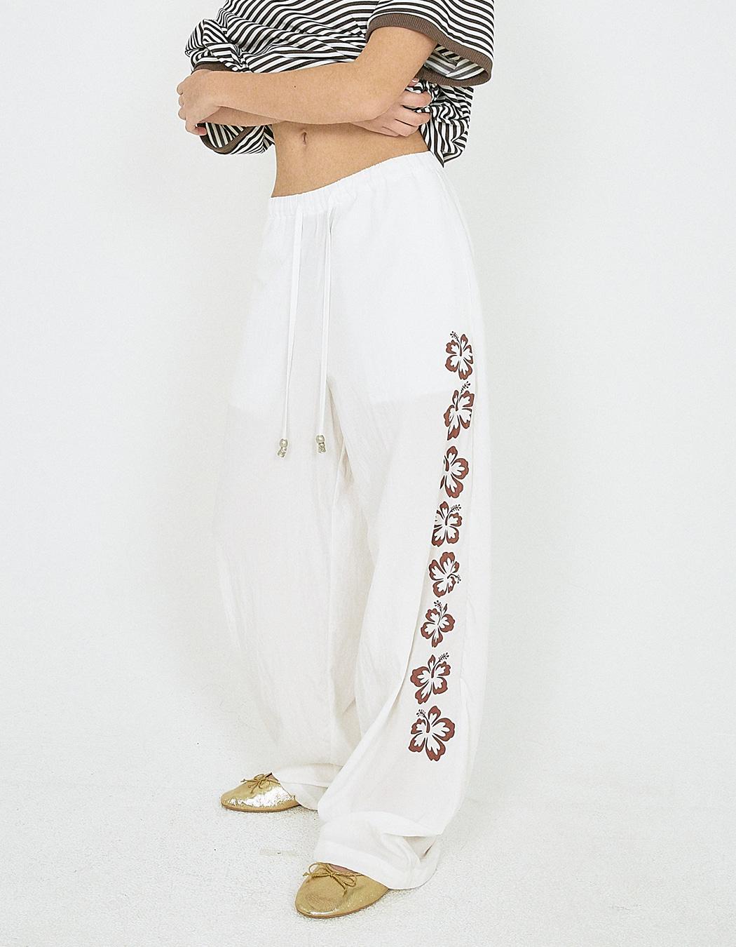 HAWAIIAN SUMMER PANTS, WHITE