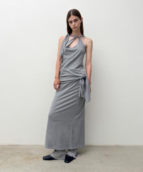 DOUBLE LAYERED LONG DRESS (melange grey)
