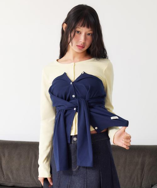 W BASIC COTTON CARDIGAN navy