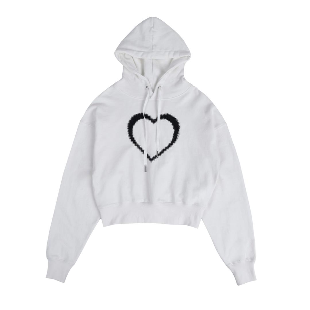 LOVE CROP HOODIE - [WHITE]