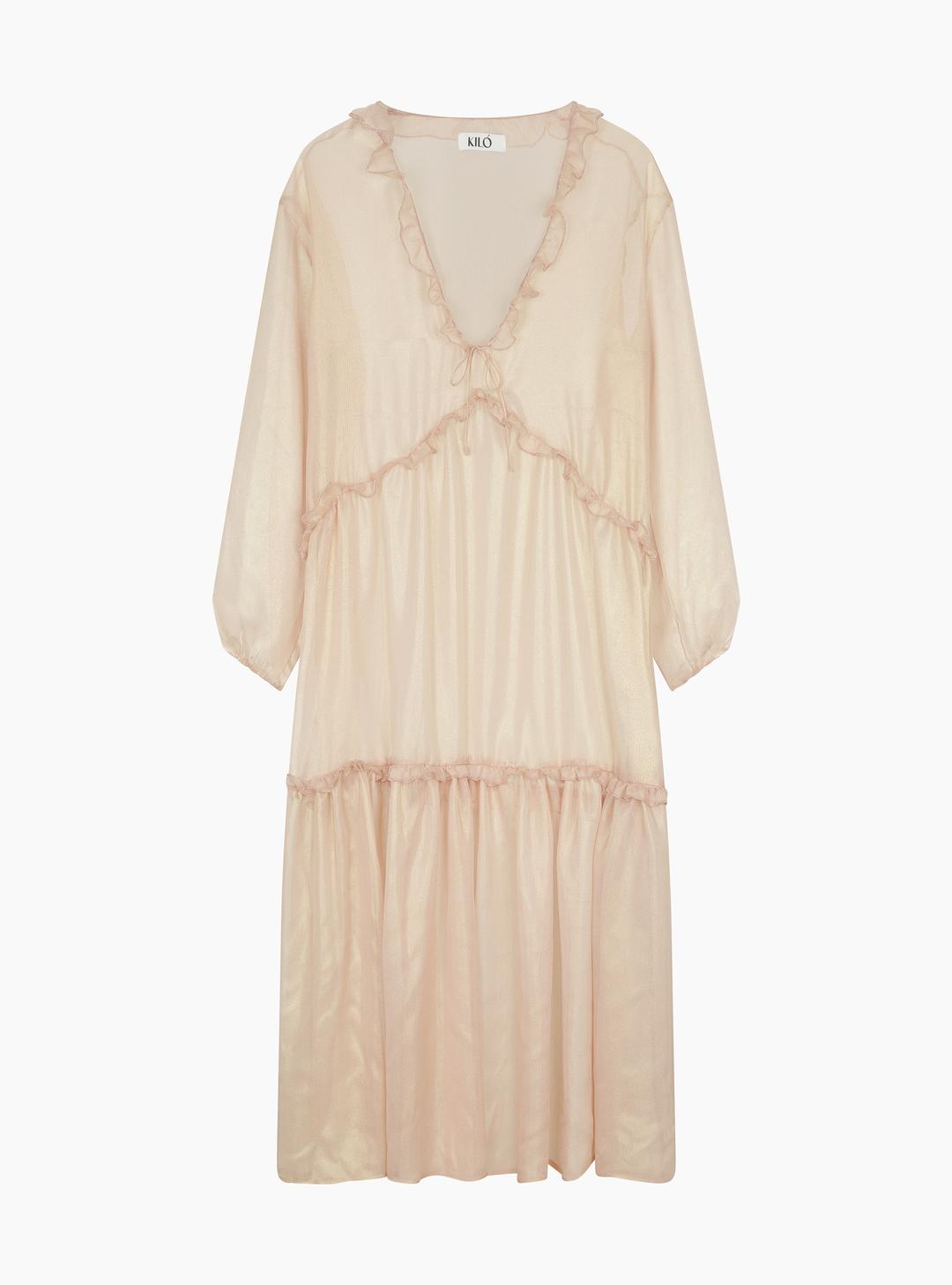 MAXI SHEER DRESS (CHAMPAGNE PINK)