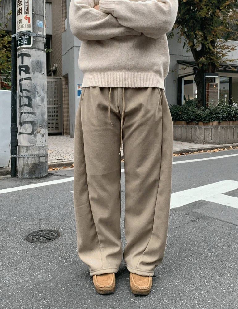 코르드 사이드 셔링 기모 팬츠