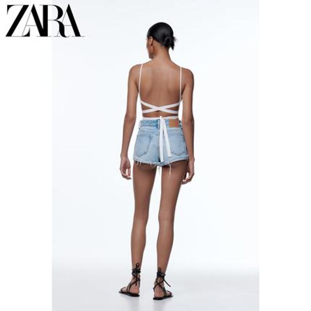 자라 ZARA 여자 바지 반바지 TRF 미드 웨이스트 캐주얼 스트레이트 데님 반바지 256900