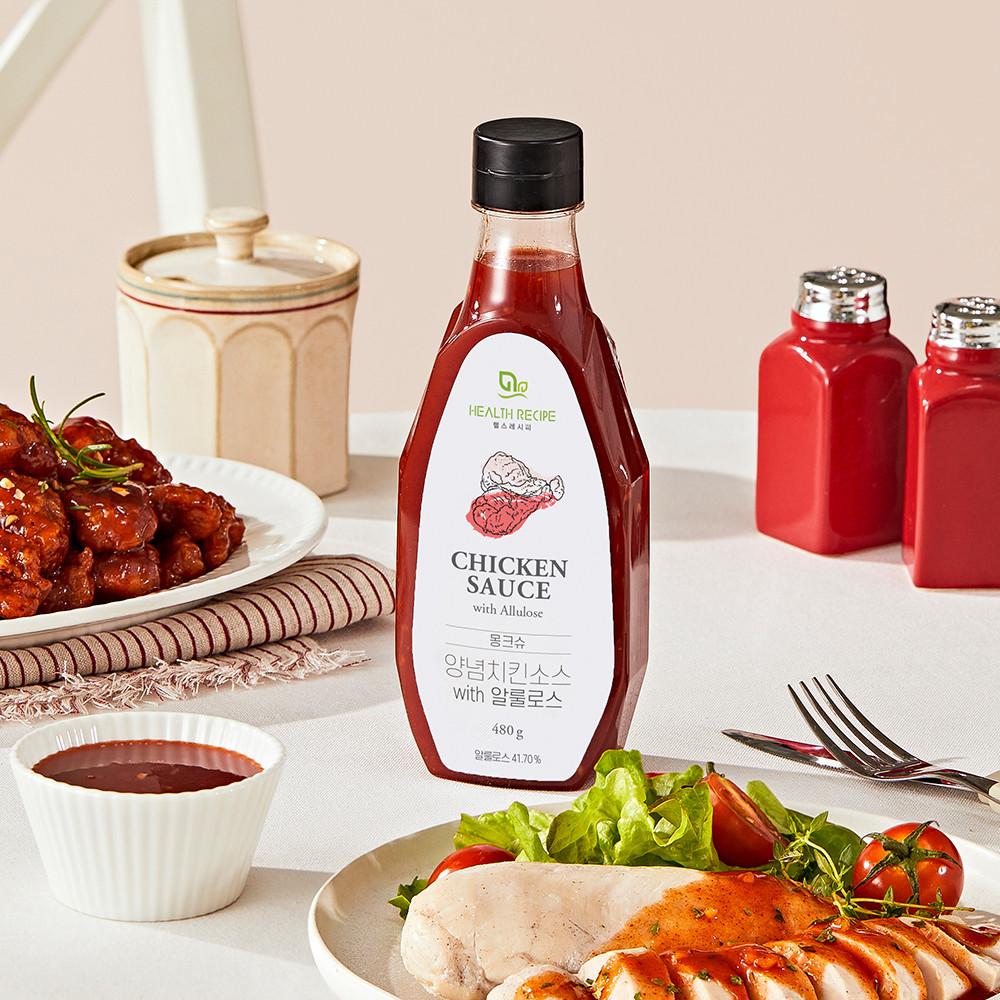 [무료배송] 몽크슈 저칼로리 양념 치킨소스 480g 무설탕 100g 16.9칼로리
