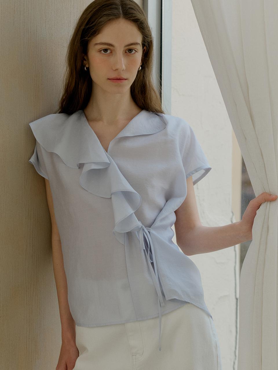comos 1440 cap sleeve frill blouse (alice blue)