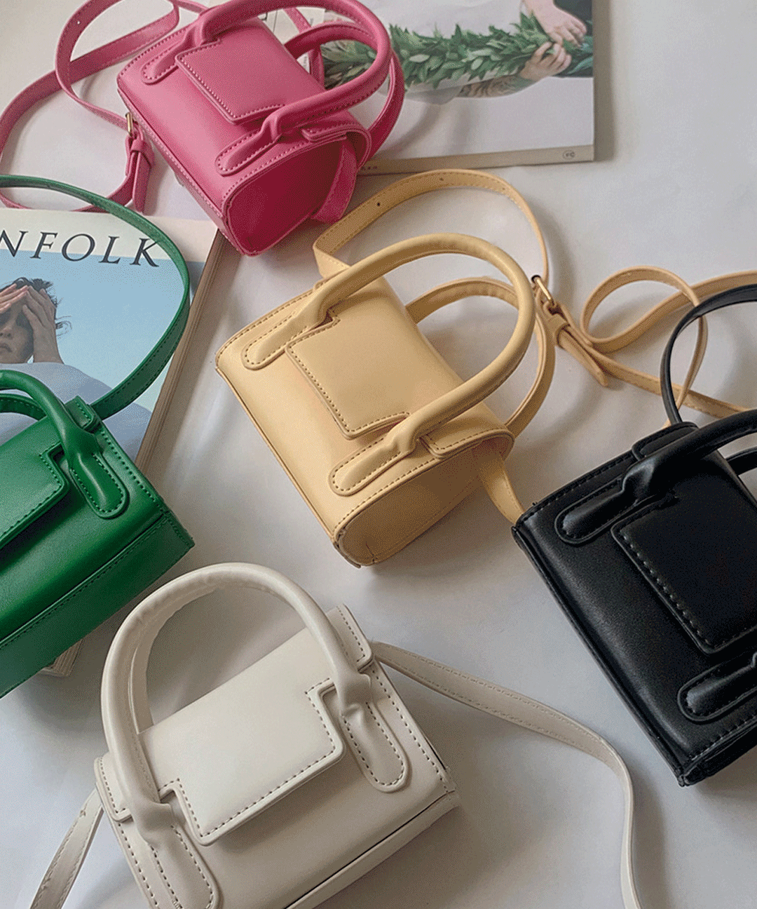 [5color] 미니 사각 스퀘어 크로스백 토드백 미니백 B#YW204