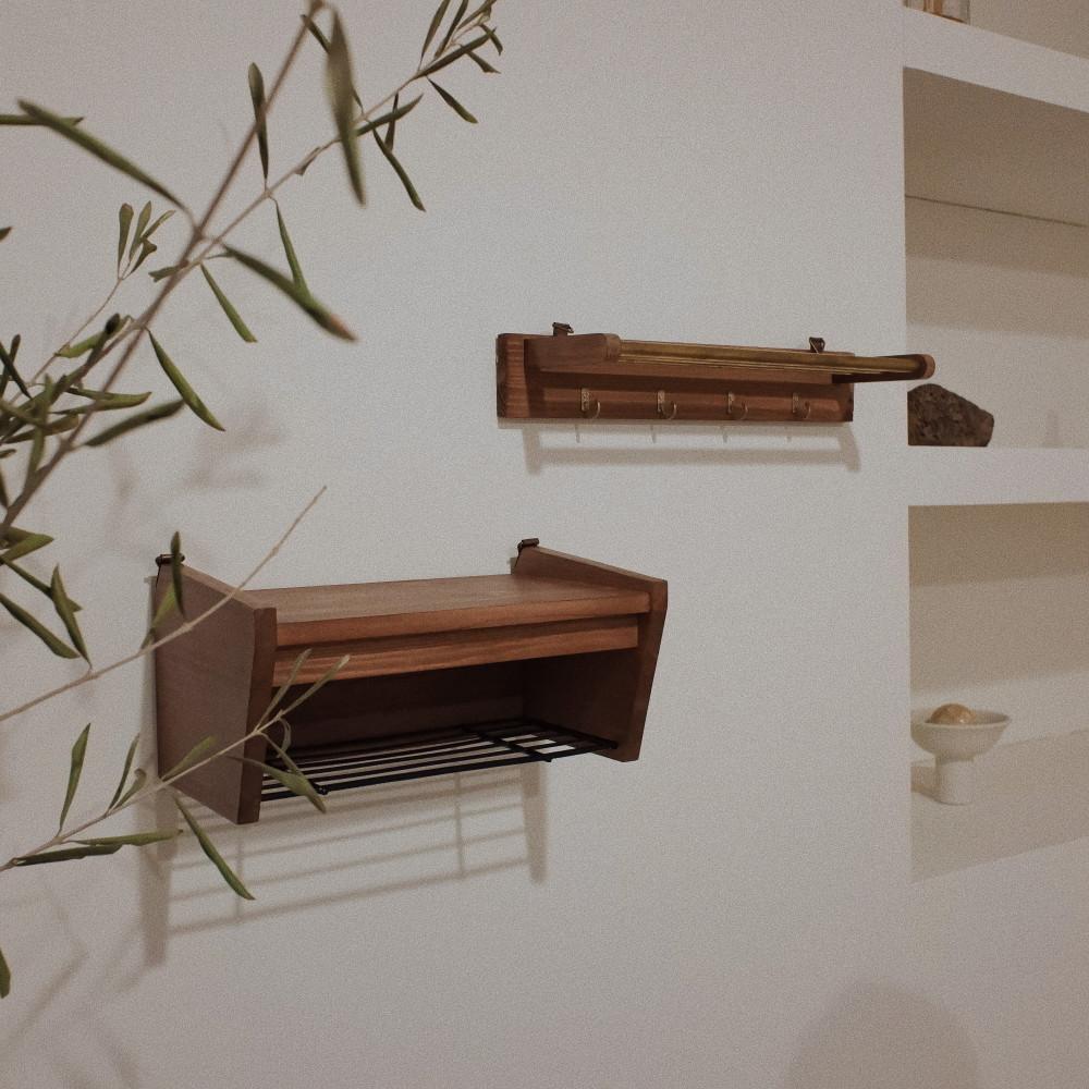머블 원목 벽 선반 메쉬망형,파이프형