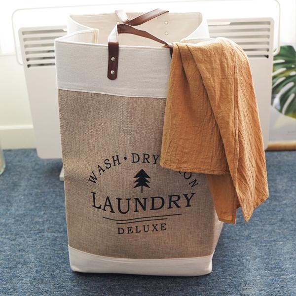 손잡이가 있어 편리한 패브릭 대용량 가방형 빨래바구니 60L